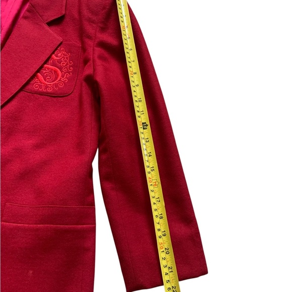 100% wool Vibrant Red Women's Blazer- Size 6 - Picture 9 of 15